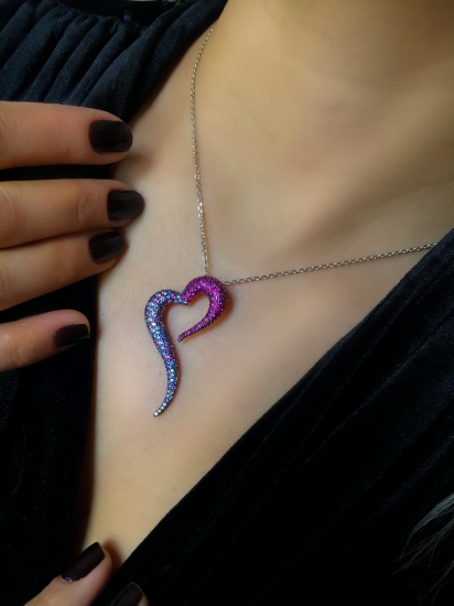 İthal Pembe Kalp Kolye 