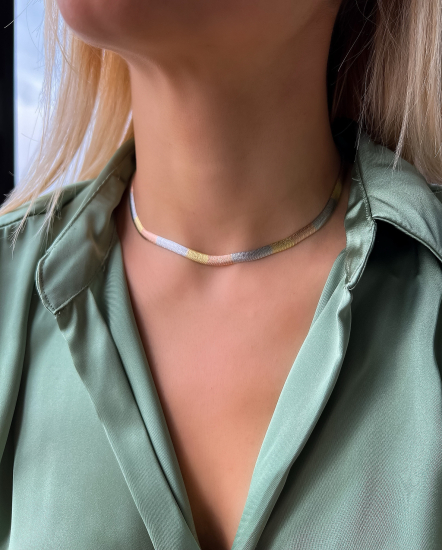 Üç Renk Soprano Yassı Kolye