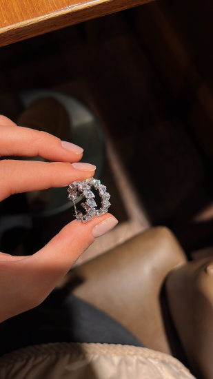 Sara G color Diamond Damla Halka Küpe