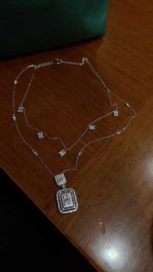 Champagne Diamond İkili Tasarım Kolye