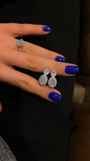 Duo Oval D color Ice Cut Küpe