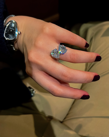 Violet D color Mozanit Ice Cut Damla Yüzük