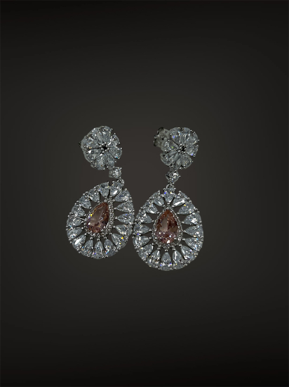 Purp Pink Mozanitte Diamond Küpe