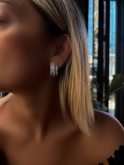 Radiara  Baguette Halka Küpe