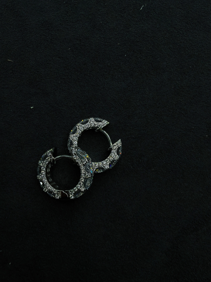 Çift Taraflı Taşlı Tamtur Halka Küpe 