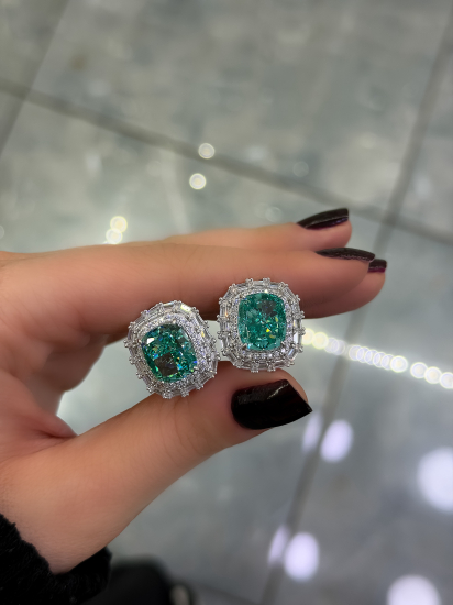 Milany Green Emerald Icecut Küpe