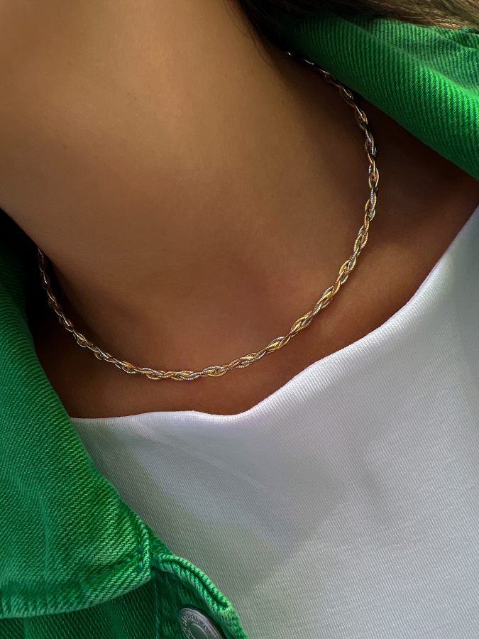 İtalyan Üç Renk Burgu Kolye 