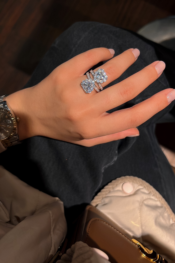 Duo Heart Mozanit G-color Yüzük