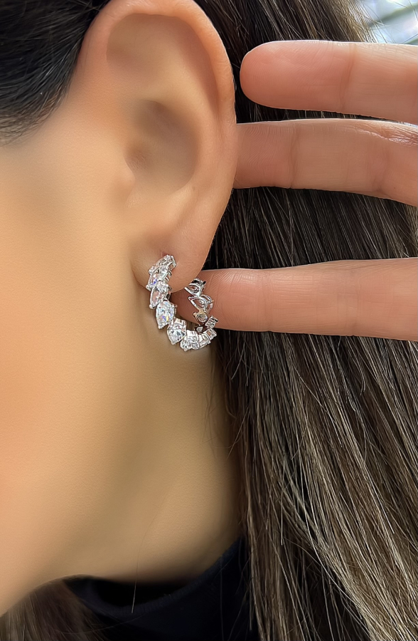 Sara G color Diamond Damla Halka Küpe