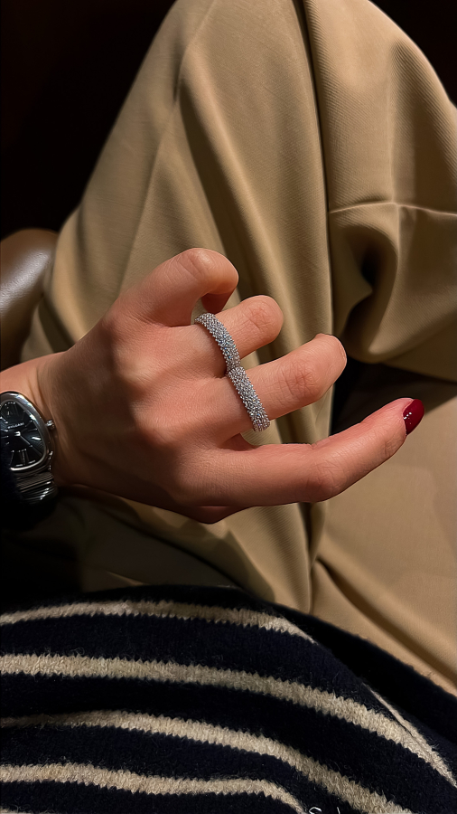 Katty İnce Full Taşlı Tamtur Yüzük