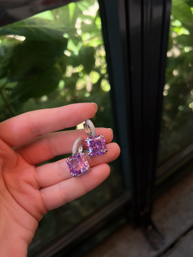 Purple Glow Diamond Küpe