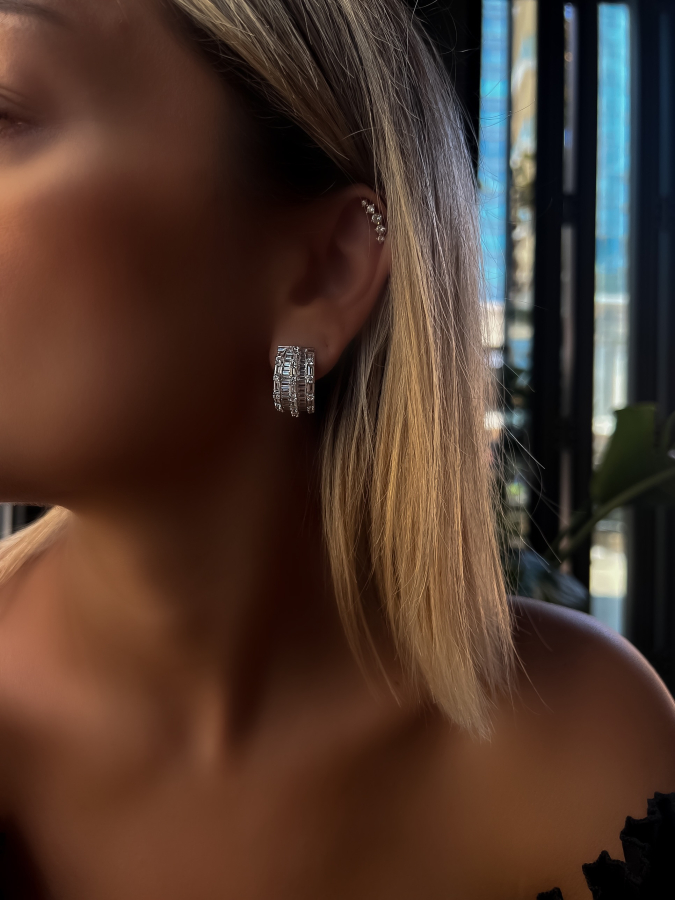 Radiara  Baguette Halka Küpe