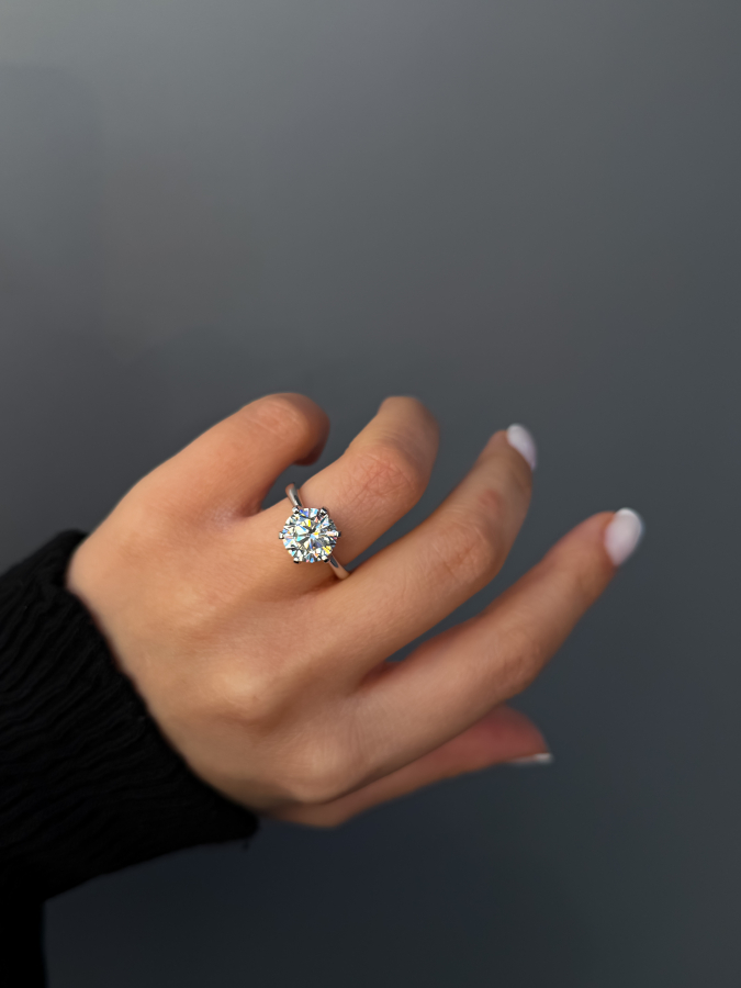 Ketty Diamond Mozanit (3,40 ct)10 mm Tektaş Yüzük