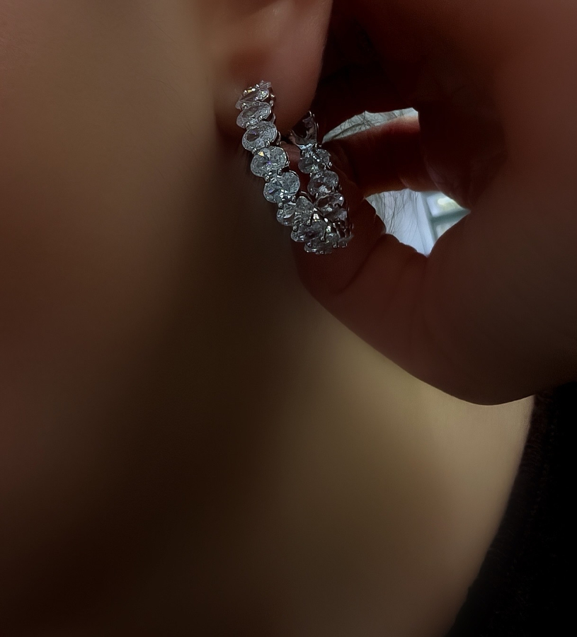 Marvic Diamond İthal Oval Halka Küpe