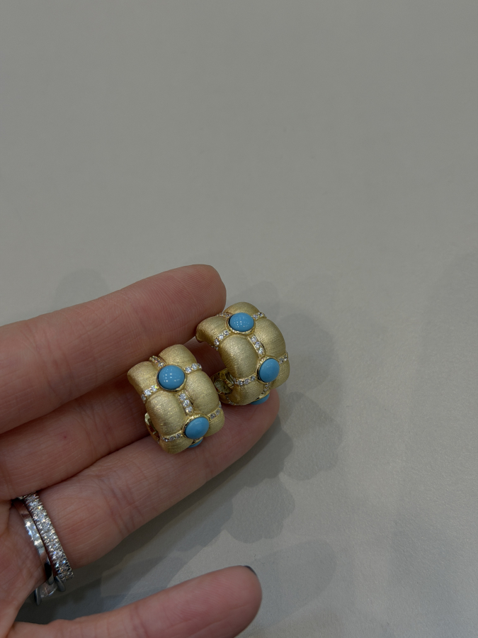 Golden Turkuaz İtalyan Küpe