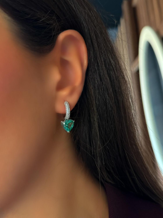 Green Emerald Heart Icecut Küpe