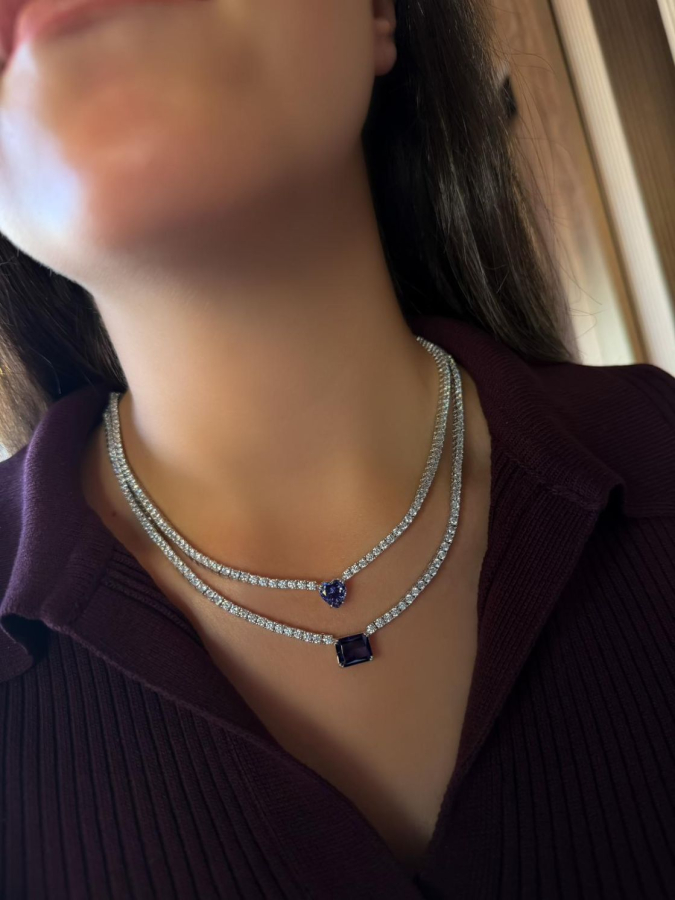 Saphire Heart Diamond Suyolu Kolye